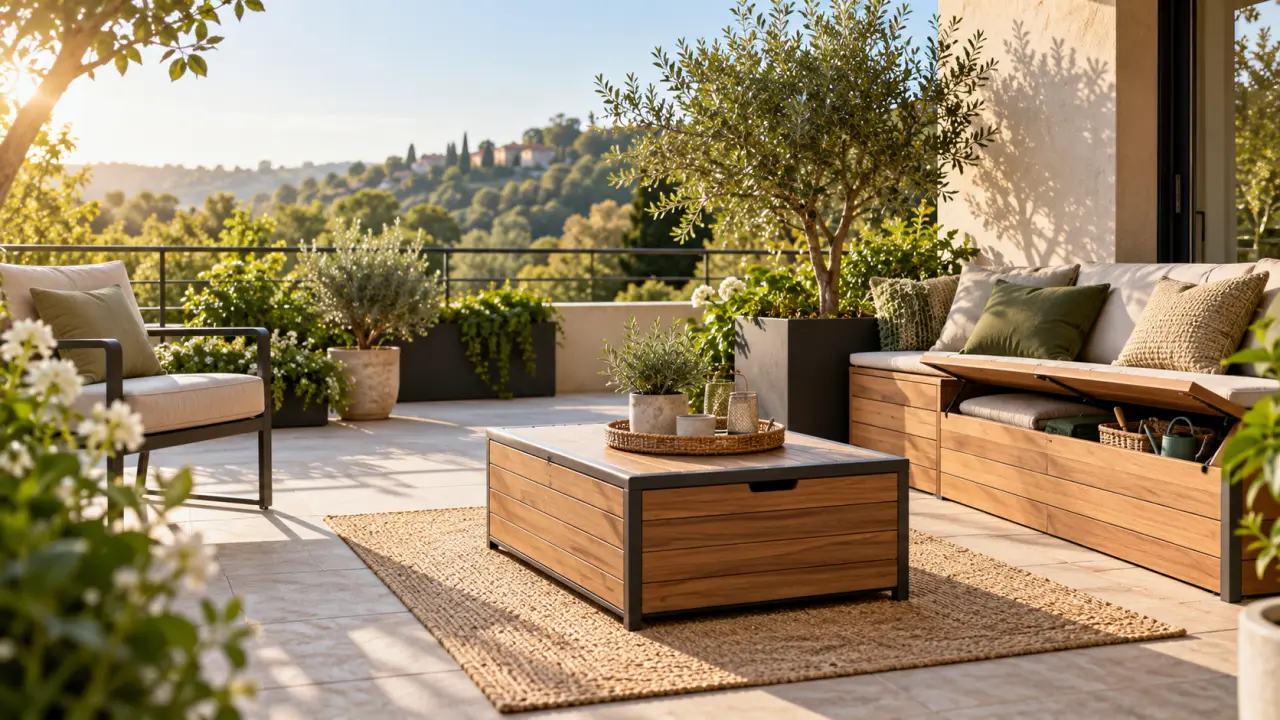 Meubles de jardin rangement : gagnez de la place sans bloquer la terrasse