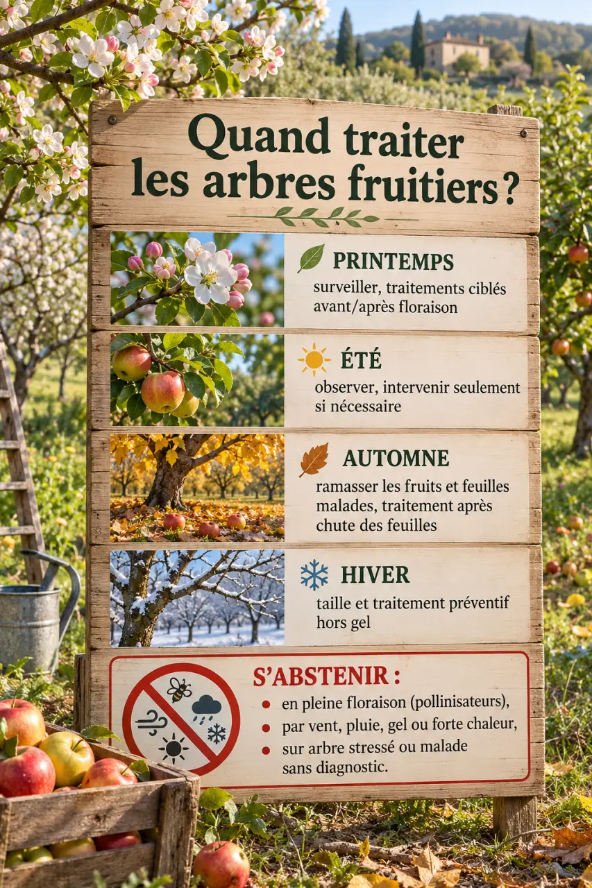 Quand traiter les arbres fruitiers : le calendrier saison par saison, et les fois où il vaut mieux s'abstenir