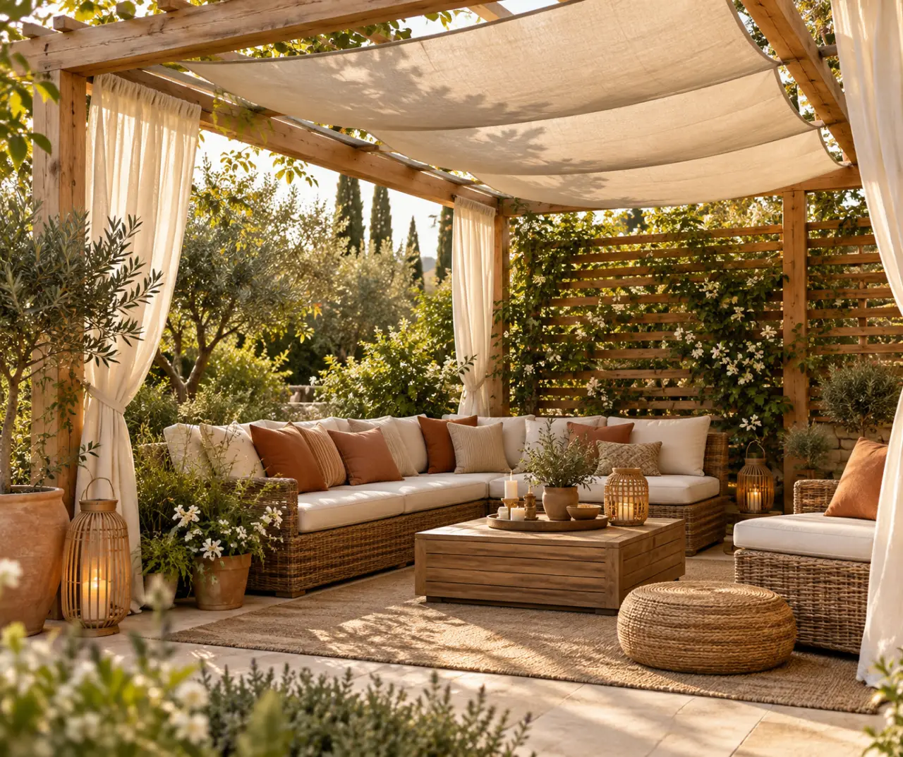 Décoration de pergola en extérieur : de l’ombre, de l’intimité, sans tout fermer