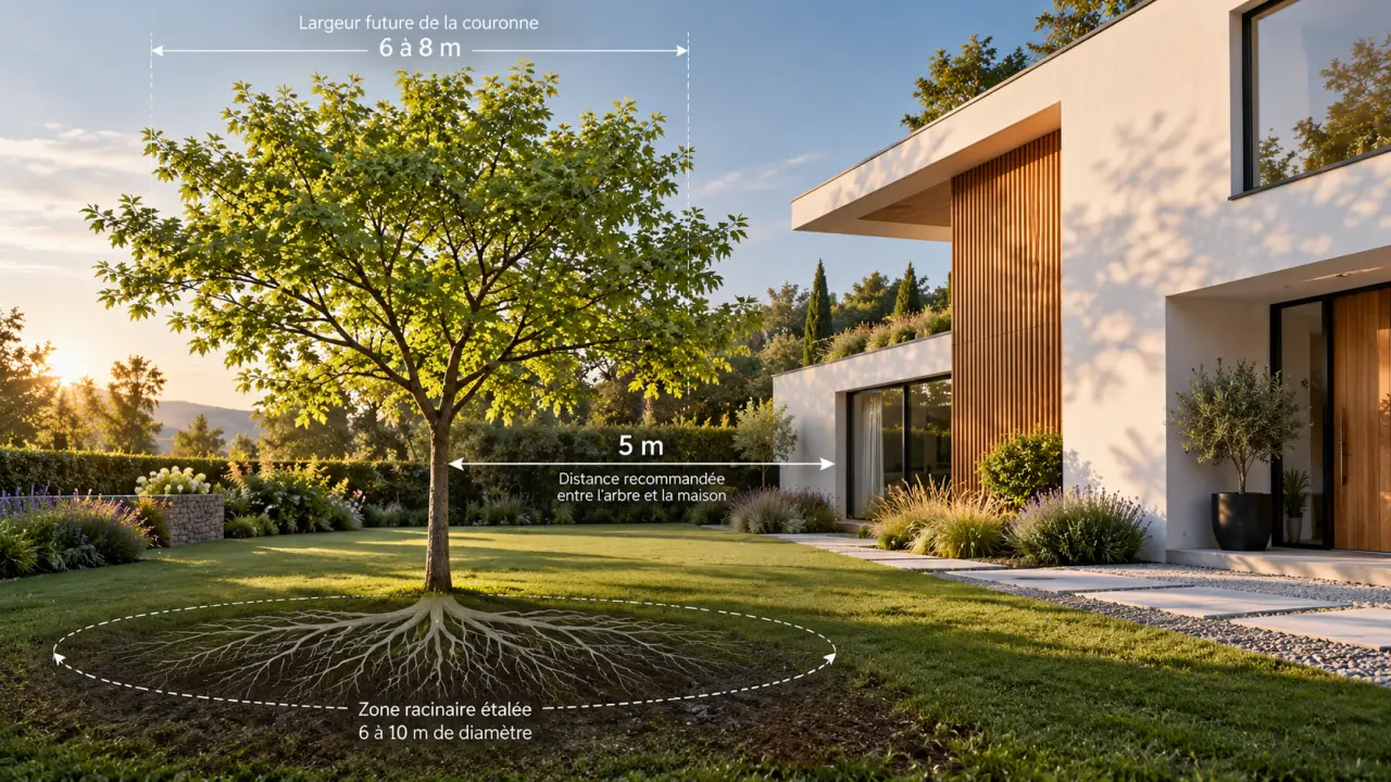 Quel arbre devant une maison moderne ? Silhouette, racines et distances à prévoir