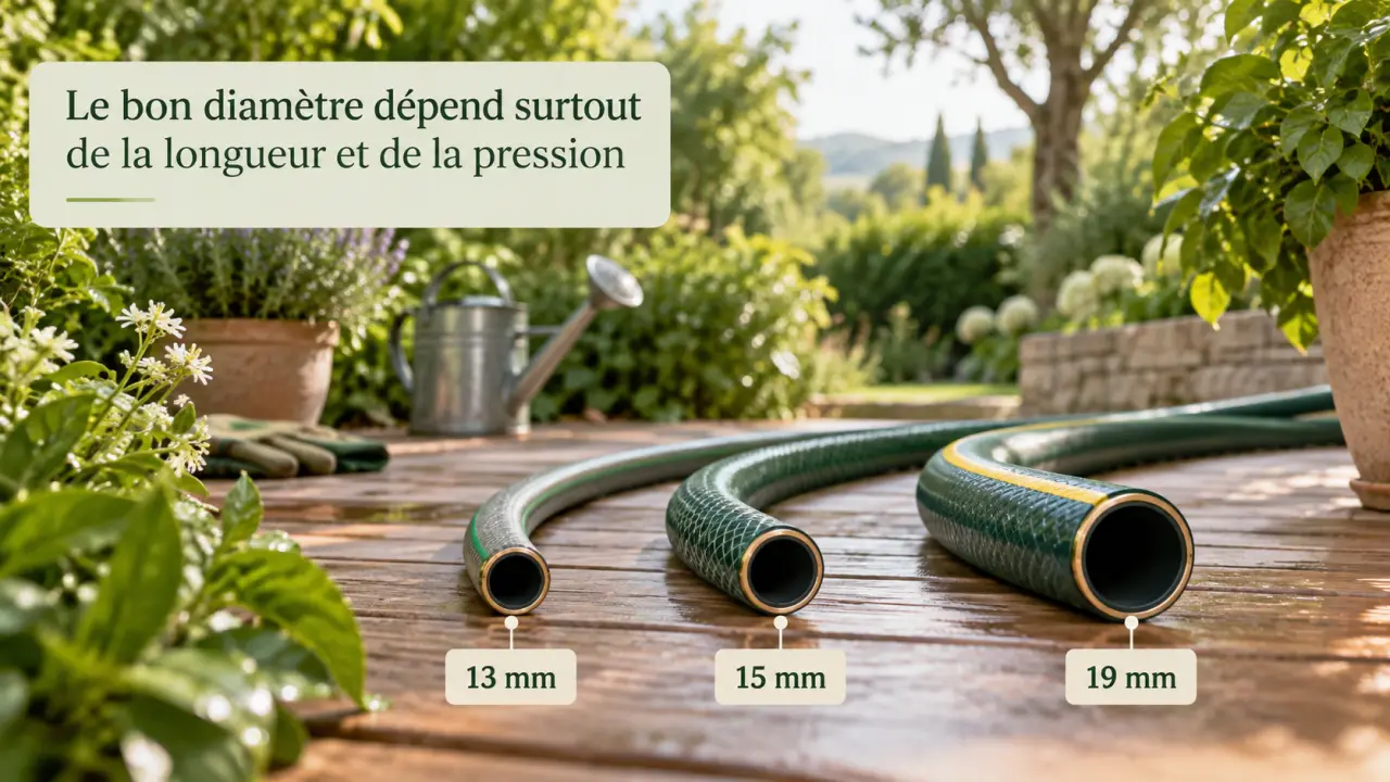 13, 15 ou 19 mm : le bon diamètre dépend surtout de la longueur et de la pression